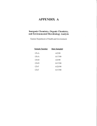 APPENDIX  A Inorganic Chemistry, Organic Chemistry, and Environmental Microbiology Analysis 4t2t99