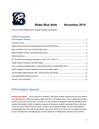 Blake Blue Note November 2014 Table of Contents