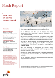 Flash Report New Law on public procurement