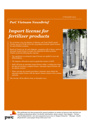 Import license for fertilizer products PwC Vietnam NewsBrief 17 November 2014