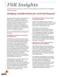 FSR Insights Hedging considerations for 2016 and beyond March 2016