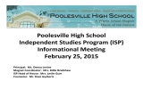 Welcome! Poolesville High School  Independent Studies Program (ISP) Informational Meeting