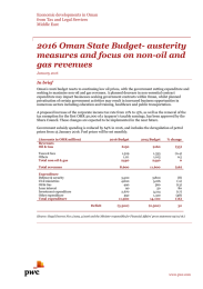 2016 Oman State Budget- austerity measures and focus on non-oil and