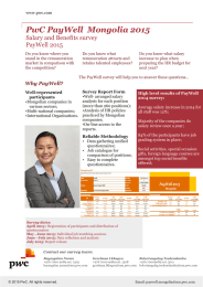 PwC PayWell  Mongolia 2015 Salary and Benefits survey PayWell 2015