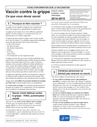 Vaccin contre la grippe FICHE D’INFORMATION SUR LA VACCINATION (Vaccin contre