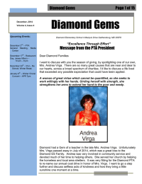 Diamond Gems Page 1 of 15 Message from the PTA President