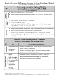 Boletín Informativo del Programa Compacto de Matemáticas Para el Grado... Metas de Aprendizaje Por Tópico de Medición