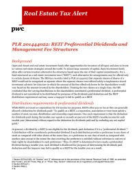 Real Estate Tax Alert PLR 201444022: REIT Preferential Dividends and