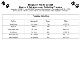 Ridgeview Middle School Quarter 4 Extracurricular Activities Program Tuesday Activities