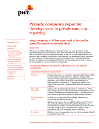 Private company reporter Developments in private company reporting