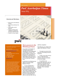 PwC Azerbaijan Times Issue №5 July (2) 2013 Overview of this Issue: