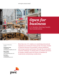 Open for business U.S. Retailers Entering Canada: Tax Considerations