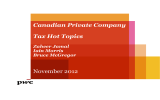 Canadian Private Company Tax Hot Topics November 2012 Zaheer Jamal
