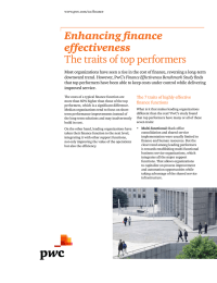 Enhancing finance effectiveness The traits of top performers