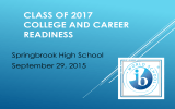CLASS OF 2017 COLLEGE AND CAREER READINESS Springbrook High School