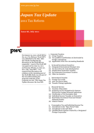 Japan Tax Update 2011 Tax Reform www.pwc.com/jp/tax Issue 66, July 2011