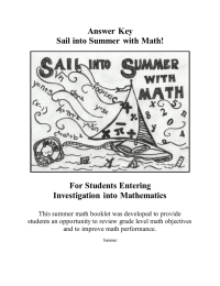 Answer  Key Sail into Summer  with Math!  For Students Entering