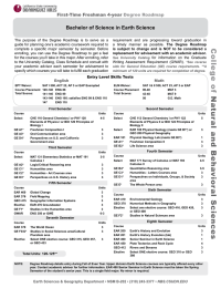 Bachelor of Science in Earth Science First-Time F Degree Roadmap