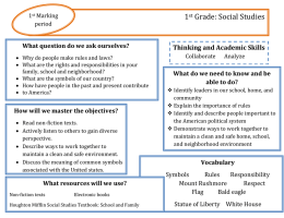 1 Grade: Social Studies Thinking and Academic Skills