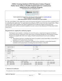 OSHA Training Institute (OTI) Education Centers Program