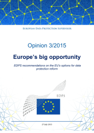 Opinion 3/2015 Europe’s  EDPS recommendations on the EU’s options for data