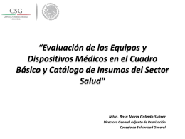 “Evaluación de los Equipos y Dispositivos Médicos en el Cuadro Salud&#34;