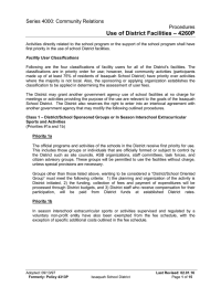 – 4260P Use of District Facilities Series 4000: Community Relations