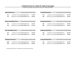 ESTIMATED PICK UP / DROP OFF TIMES BY BUILDING Skyline High School Creekside Elementary Beaver Lake Middle School