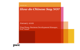 How do Chinese Say NO? January 2016 Ying Wang, Business Development Manager,