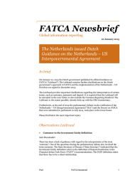 FATCA Newsbrief The Netherlands issued Dutch Guidance on the Netherlands – US