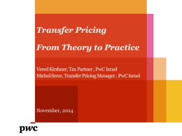 Transfer Pricing From Theory to Practice