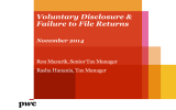 Voluntary Disclosure &amp; Failure to File Returns November 2014