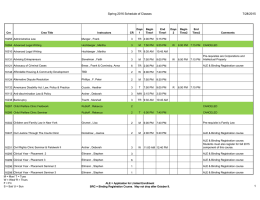 Spring 2016 Schedule of Classes 7/28/2015