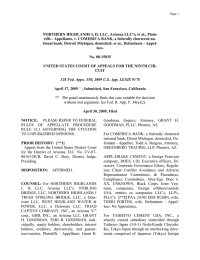 NORTHERN HIGHLANDS I, II, LLC, Arizona LLC's; et al., Plain-