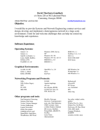 David Thorburn-Gundlach Objective c/o Suite 226 at 562 Lakeland Plaza Cumming, Georgia 30040