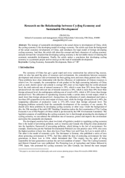 Research on the Relationship between Cycling Economy and Sustainable Development