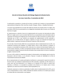 Acta de la Octava Reunión del Dialogo Regional de Banda... San José, Costa Rica, 5 noviembre de 2014