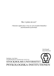 PSYKOLOGISKA INSTITUTIONEN STOCKHOLMS UNIVERSITET  Ska vi prata om sex?