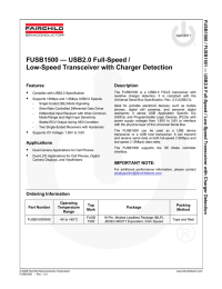 FUSB1500 — USB2.0 Full-Speed / Low-Speed Transceiver with Charger Detection