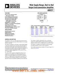 Wide Supply Range, Rail-to-Rail Output Instrumentation Amplifier AD8227