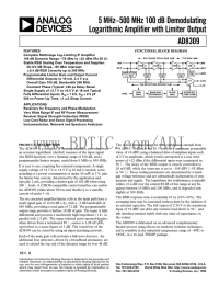 a 5 MHz&ndash;500 MHz 100 dB Demodulating Logarithmic Amplifier with Limiter Output AD8309