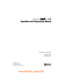 www.BDTIC.com/ADI a 4.5 Assembler and Preprocessor Manual