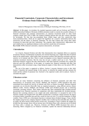 Financial Constraints, Corporate Characteristics and Investment: