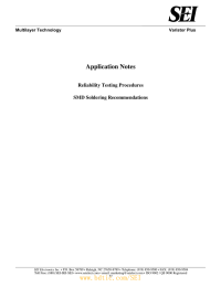 Application Notes Reliability Testing Procedures SMD Soldering Recommendations Varistor Plus