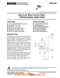 OPA129 Difet Ultra-Low Bias Current OPERATIONAL AMPLIFIER