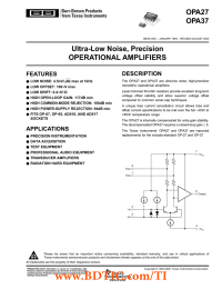 OPA27 OPA37 Ultra-Low Noise, Precision OPERATIONAL AMPLIFIERS