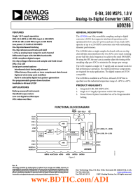 AD9286 8-Bit, 500 MSPS, 1.8 V Analog-to-Digital Converter (ADC)