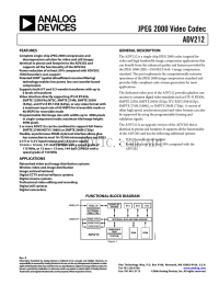 JPEG 2000 Video Codec ADV212  FEATURES