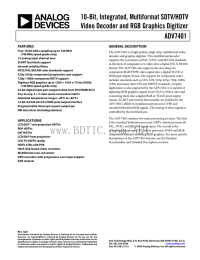 10-Bit, Integrated, Multiformat SDTV/HDTV Video Decoder and RGB Graphics Digitizer ADV7401