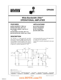 Difet OPA606 Wide-Bandwidth OPERATIONAL AMPLIFIER